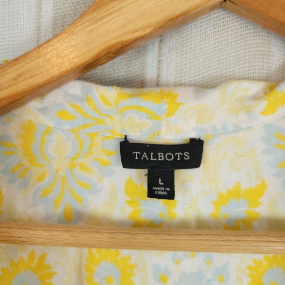 Talbots 100% Cotton Robe Pajamas Dress Set Pastel Yellow Size Large Matching - Picture 10 of 14